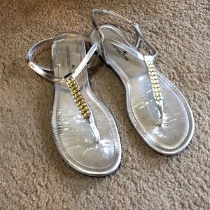 silver sandals with jewels